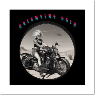 Galentines gal on a motorcycle Posters and Art